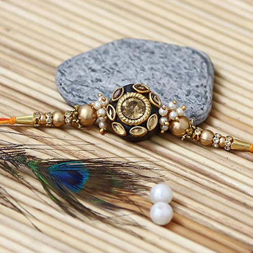 Image of eCraftIndia Blessing Lord Ganesha Rakhi for Brother Bhaiya | Raksha Bandhan Rakhi for Bhai