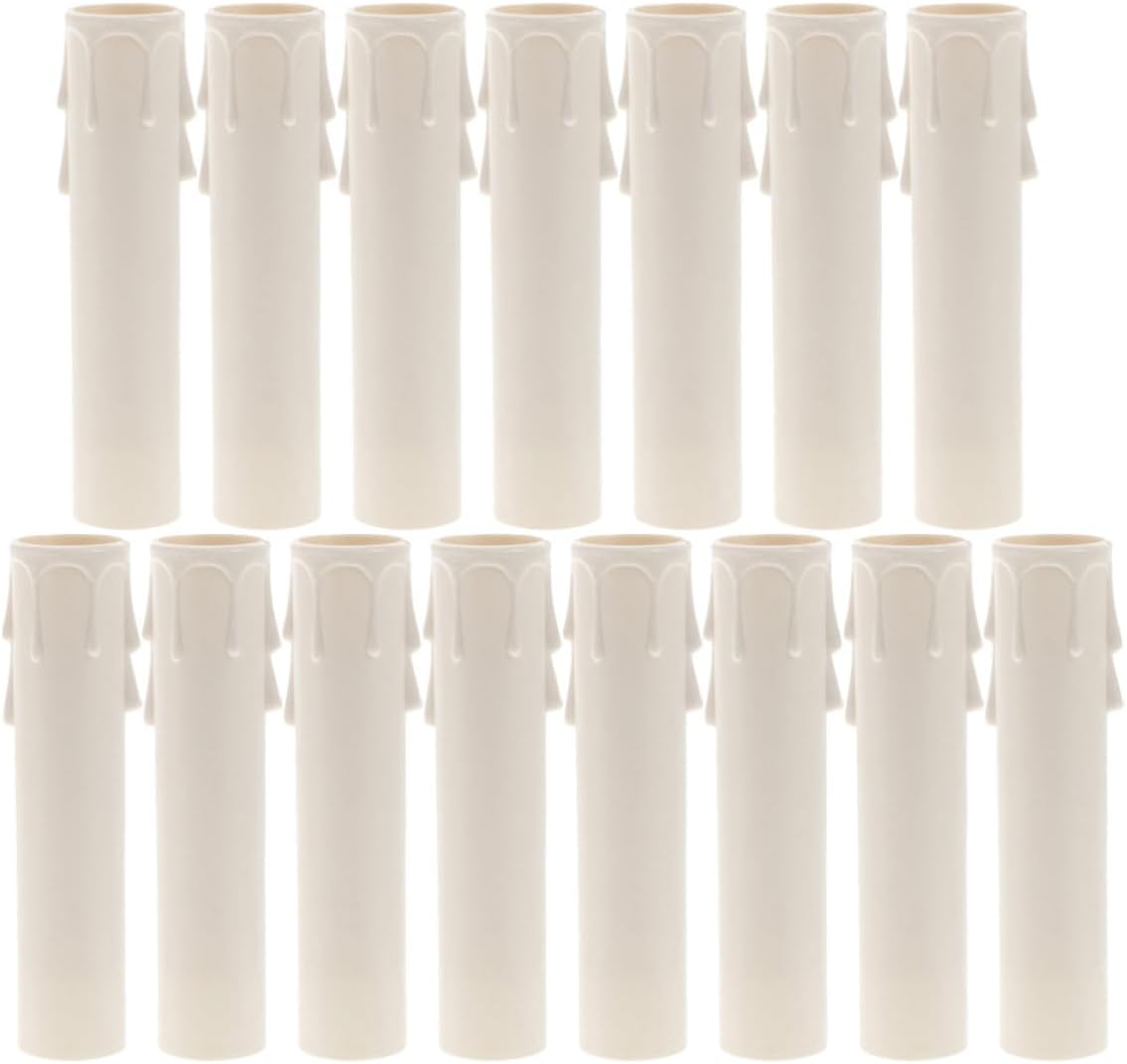 PRETYZOOM 15pcs White Plastic Chandelier Candle Sleeve Covers with Teardrop Shape for Easy Installation and Drip Protection Candle Socket Covers for Home Decor and Light