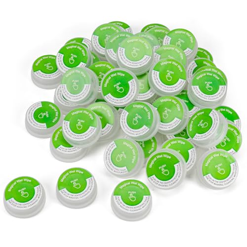 Image of 50 Pack Rose Fragrance Hand Wipes - Sanitizing Non-stimulating Press Push Up Towelettes, Individually Sealed Wet Mini Wipes, Alcohol-Free Moisturizing Cleaning for Travel, Gym & Outdoor Activities
