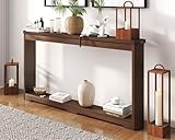 Rovibek Modern 70 Inch Entryway Table Narrow - Behind Sofa Table Narrow, 8 Inch Deep Console Table Behind Couch with Open Storage, Walnut Entryway Table for Hallway, Foyer, Living Room