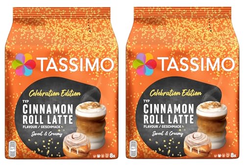 Tassimo Limited Edition Cinnamon Roll Latte Coffee Pods x8 (Pack of 2, Total 16 Pods) – Sweet & Creamy Speciality Latte Inspired by Classic Pastry