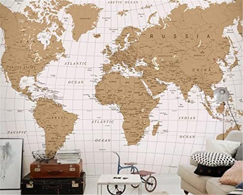 Papel Tapiz De Foto Personalizado Mapa Del Mundo Fondo Mural Decoración Para El Hogar Sala De Estar Dormitorio Oficina Fondo Mural Papel Tapiz 3D 150Cm(W)×105Cm(H)