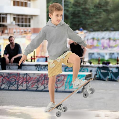 Ice Cream Texture Athletic Shorts with Zipper Pockets, Youth Boys Athletic Running Shorts for Summer4