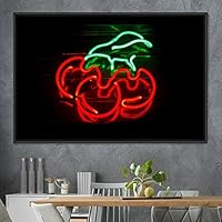 Framed Canvas Wall Art Illuminated Words 3D Industrial Inspirational Multicolor Neon Pop Art Quotes Typography Urban - 16x24 inches