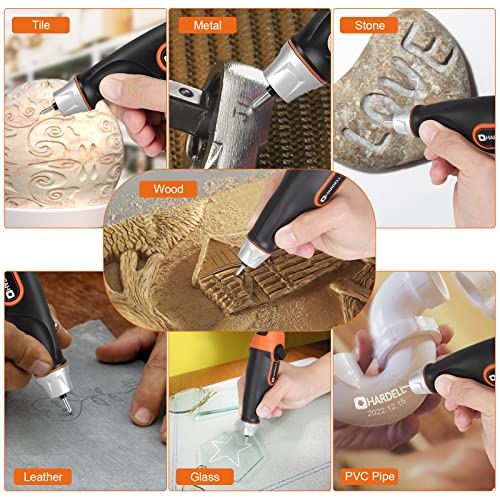 HARDELL 24W Engraving Pen, 5 Speed Engraving Tool with Letter/Number Stencil, Soft Handle Engraver Pen with Tungsten Carbide Steel Bits for Metal, Stone, Wood, Leather, Glass, PVC Pipe, DIY Crafts by HARDELL - Image 6