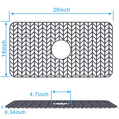 Kitchen Sink Mats, Jiubar Sink Protectors For Kitchen Sink,Silicone Sink Mat,Sink Mat Grid 26''X 14'' For Bottom Of Farmhouse Stainless Steel Porcelain Sink Center Drain. #TOP3