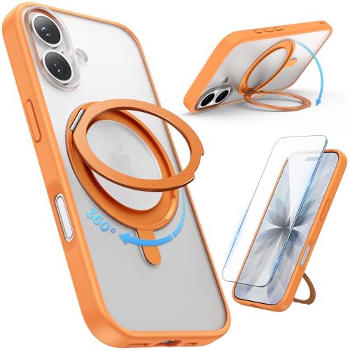 SURPHY iPhone 17 �p�X�^���h�P�[�X ������,�t�B�����t�� 6.3�C���`(2025) 360°��]�\�ȃX�^���h MagSafe�Ή� ���c���� �p�x���� �B�����[�� �}�O�l�b�g���� �X�}�z�P�[�X iPhone 17�p�������}�b�g�P�[�X�i�I����