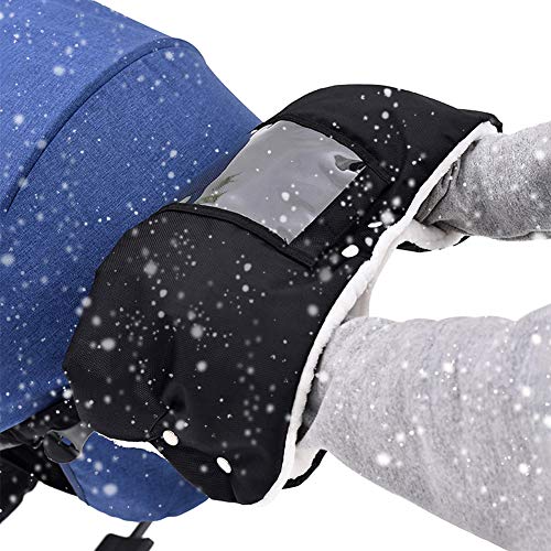 SINBLUE Kinderwagen-Handmuff für Kinderwagen, Fleece, winddicht, Frostschutz, universelles Kinderwagen-Zubehör mit Touchscreen-Handy-Tasche Cover