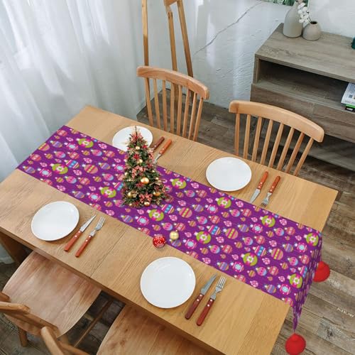Chemin de table antidérapant à pompons pour protéger et décorer votre buffet - 8