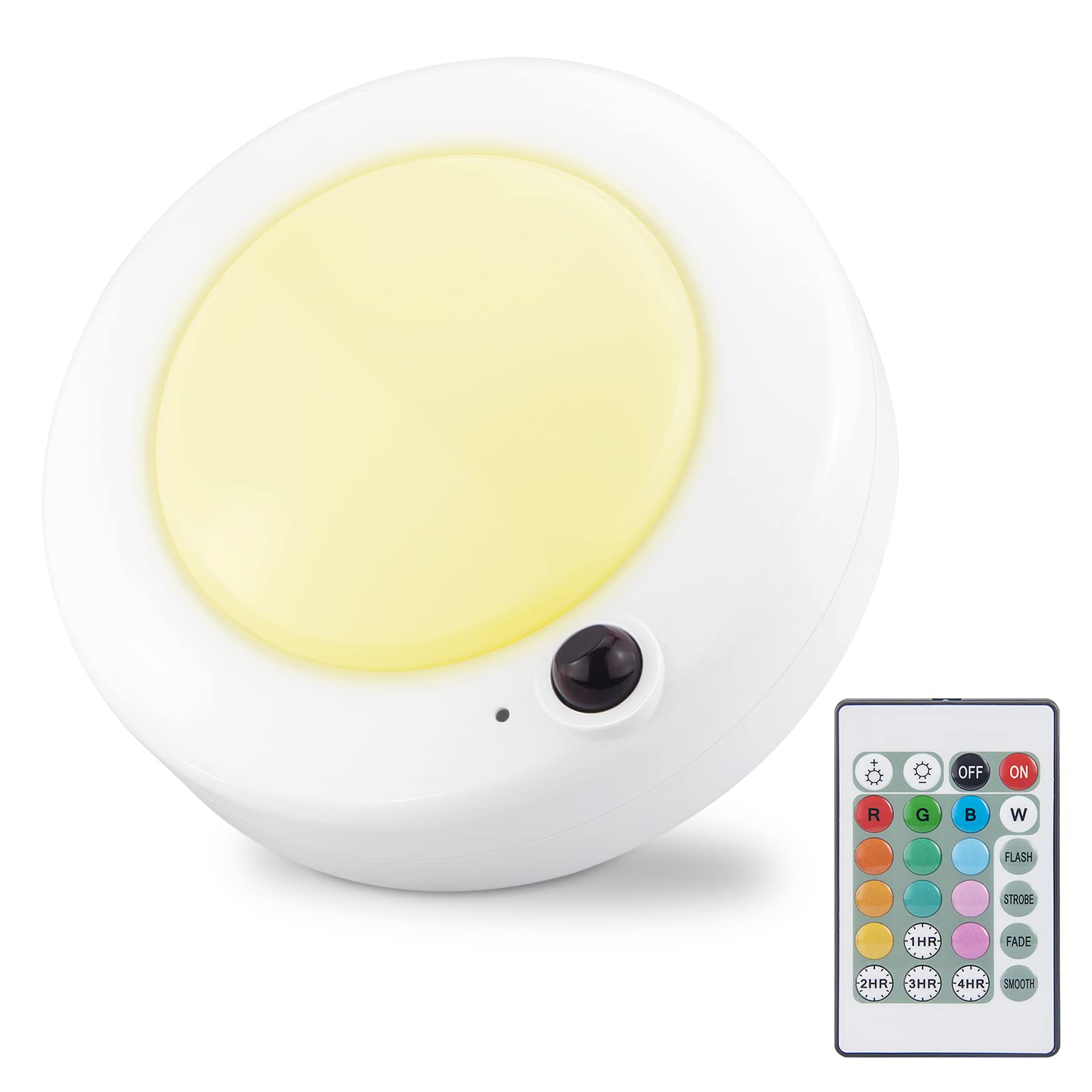 Bigmonat Whie-A Wireless Ceiling Light Battery Operated, Rgb Shower Light With Remote And Timer, Color Changing Bathroom Light, Dimmable Led Light For Closet Pantry Hallway Stairway Cabinet Counter