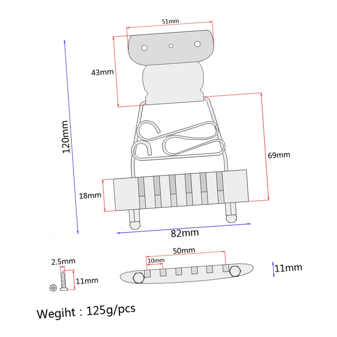 VOSAREA 6 String Acoustic Guitar Bridge Tailpiece for Guitar Tailpiece for Tailpiece Guitar Tailpiece Short Guitar Tailpiece Guitar Replacement Parts Acoustic Bone Bridge Silver