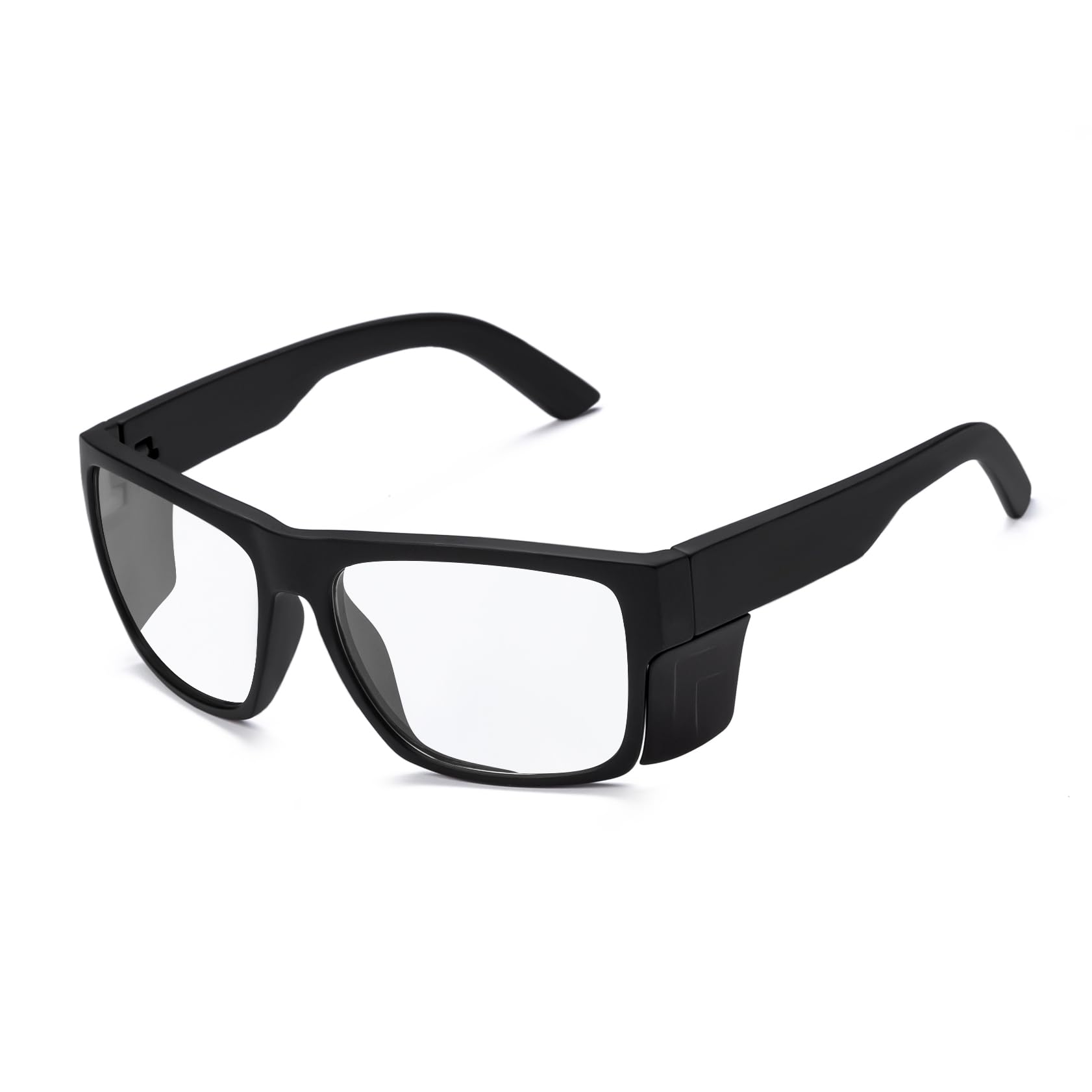 Gafas de sol de seguridad para hombre, color negro mate, lentes de sol de seguridad polarizadas, cumplen con las normas ANSI Z87+, protección UV, Fotocromático (sin polarizar)