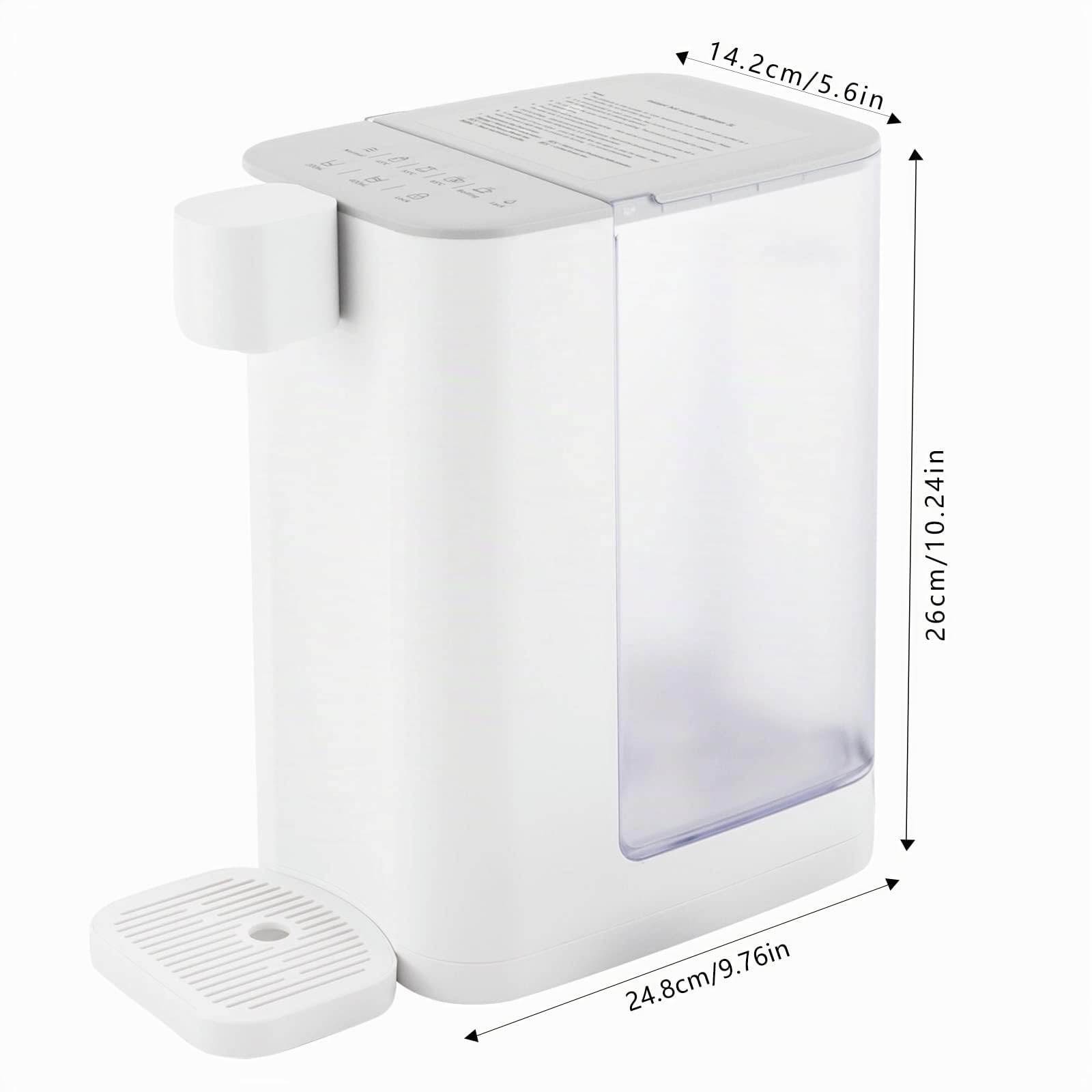 2000W Distributore di acqua calda istantanea, Dispenser Acqua Calda Rapida con 5 Temperature Regolabili, Serbatoio 3L Trasparente, Materiale Plastica e Silicone Alimentare, Bianco