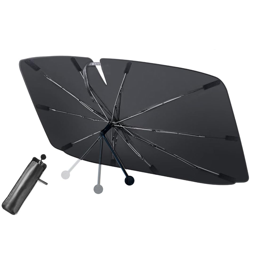 LELYFIT Parasol Parabrisas Delantero Coche Plegable Barra Ajustable Protección UV Solar 140 x 80 cm