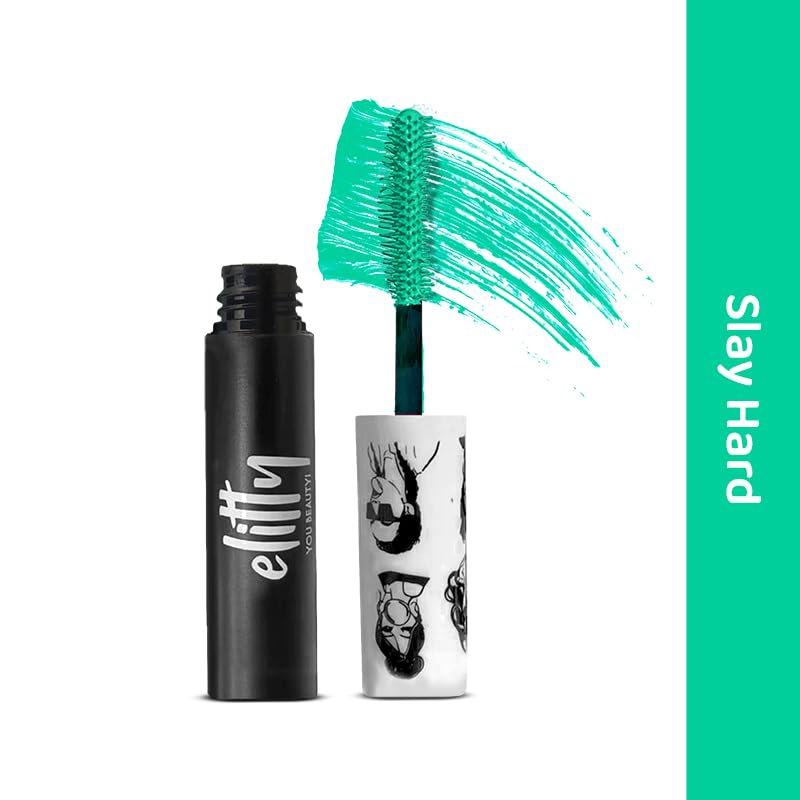 Image of Elitty Pop Colored Lush Lashes Mascara-Slay Hard (Turquoise), Waterproof, Smudge proof, Curling and lengthening, Infused with Witch Hazel and Almond Oil, Vegan & Cruelty Free-5 ML Each