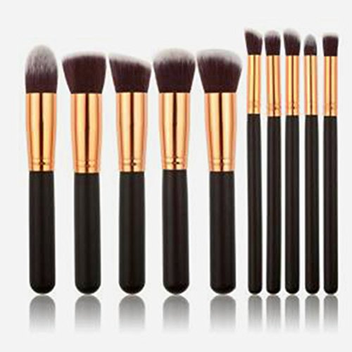 Conjunto de pincéis de maquiagem Sunshine Smile, conjunto de 10 pçs, base sintética premium, pincel