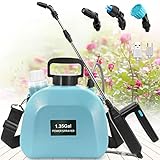 Battery Powered Sprayer 1.35Gallon, Upgrade Electric Sprayer with 3 Mist Nozzles, USB Rechargeable H