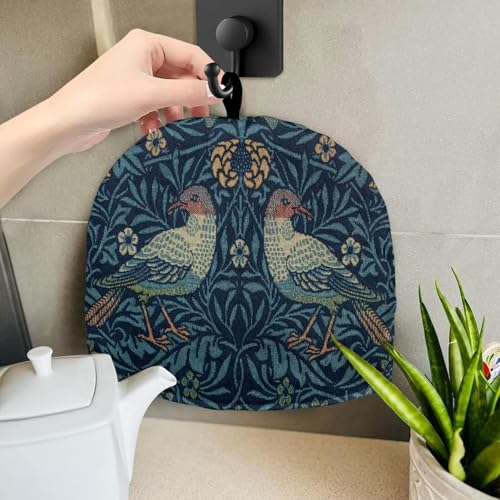 Image of Strawberry Thief Print Tea Pot Cover Teapots Cosy Insulated Tea Cozies Home Kitchen Decoration Teapot Dust Cover Warming Tea Kettle Quilt Creative Gifts for Party