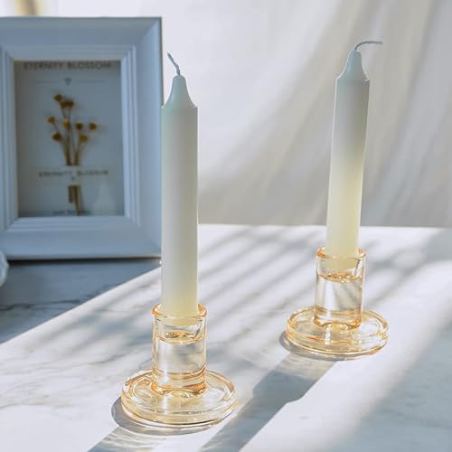 Miniatura 3 de 4 portavelas cónicos ámbar, portavelas de cristal a granel, candelabros transparentes para mesa de comedor