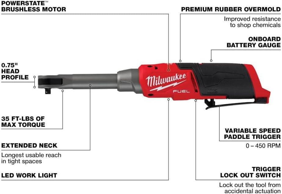 Milwaukee M12 FUEL 3/8inch Extended Reach High Speed Ratchet (Bare Tool)