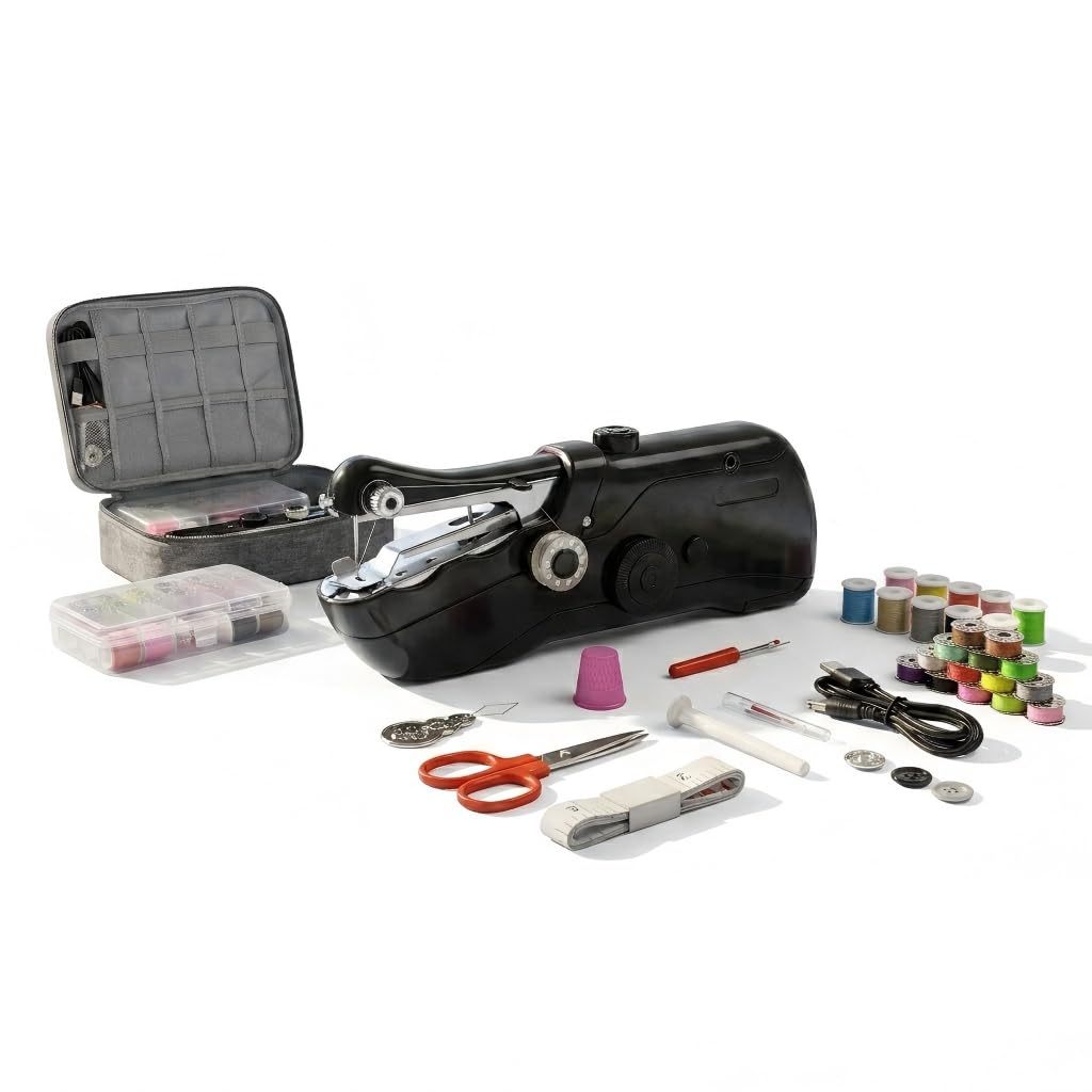 Photo 1 of Handheld Sewing Machine with Storage Bag & 42-Piece Sewing Kit, Portable Mini Sewing Machine for Beginners, Dual Power (Battery & USB), Electric Hand Stitching Machine for Home, Travel, DIY Clothes