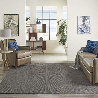 Nourison Positano Indoor-Outdoor Charcoal 8' x 10' Area Rug, Easy Cleaning, Non Shedding, Bed Room, Living Room, Dining Room, Backyard, Deck, Patio (8x10)