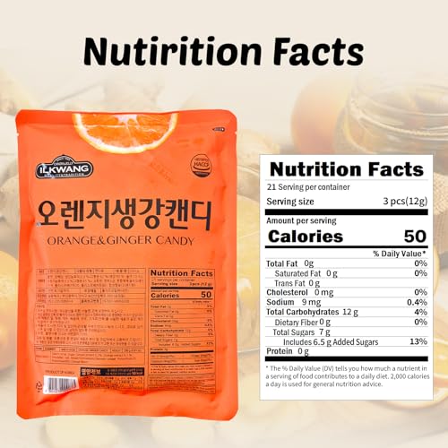 Caramelos coreanos de jengibre y naranja 250g miniatura 2