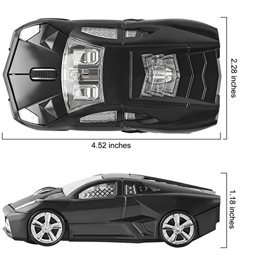 Chuyi Cool Sports 3D Car Shape Wireless Mouse Optical Cordless Mice With Usb Receiver For Office School Home Travel For Pc Laptop Computer Gift (Black-1 Pack) #TOP1