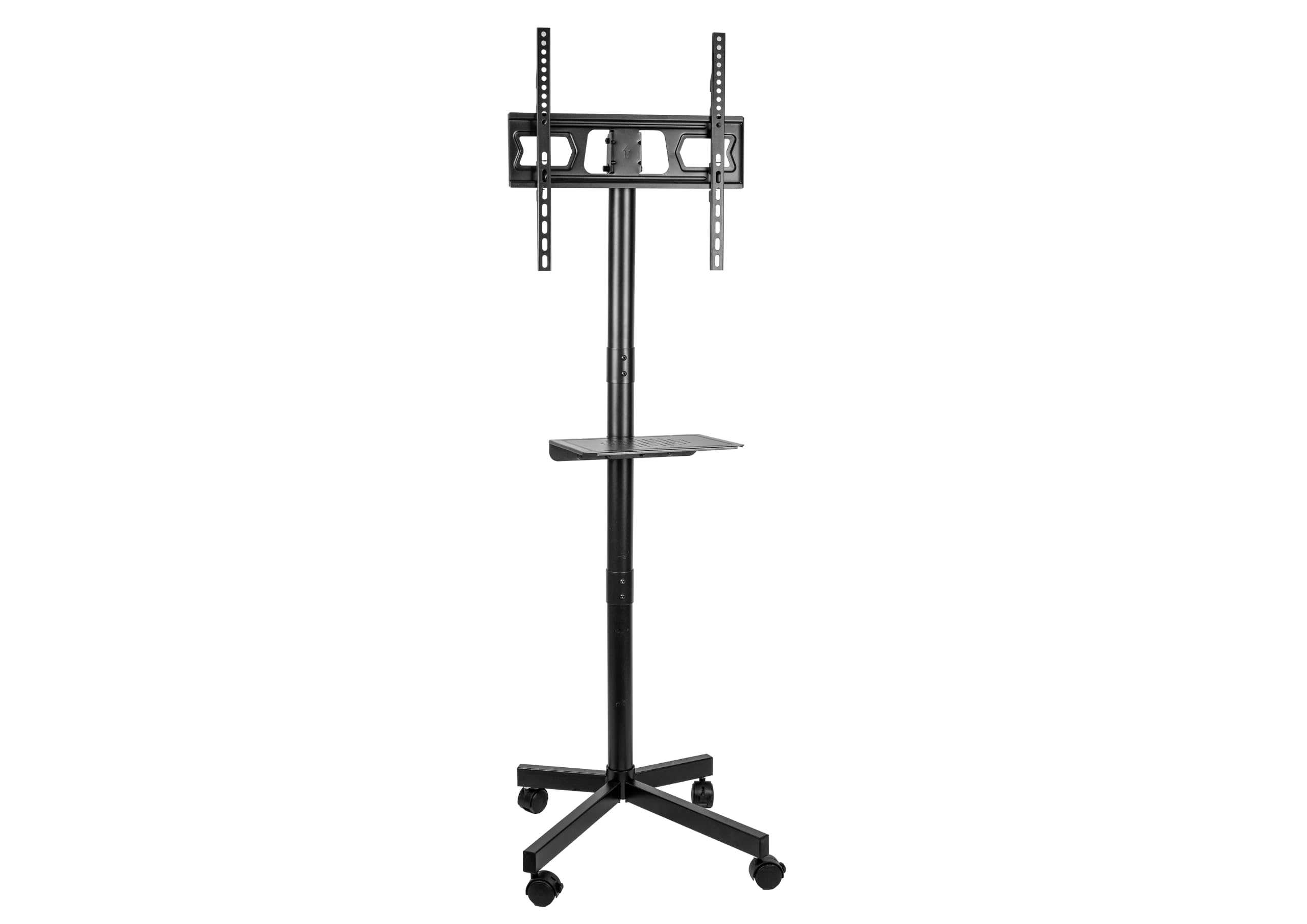 Supporto TV arrotolabile per TV da 26-60 pollici fino a 35 kg, supporto TV regolabile in altezza con ruote, supporto multimediale, inclinabile, universale, VESA 400 x 400 mm, nero