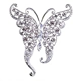  Strass Schmetterling Form Brosche Nadel Anstecker Brooch Geschenk Schmuck - Silber