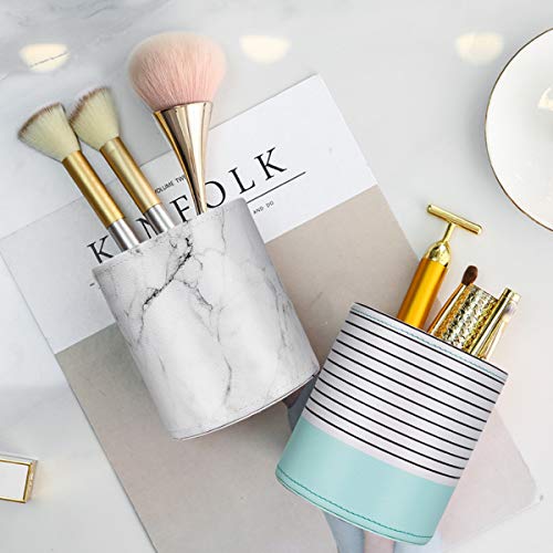 Image of Pen Holder, Cup for Desk Marble Pattern Pencil Holder for Adults Kids Luxury Leather Desk Organizer Makeup Brush Holder for Office, Classroom, Home, Marble