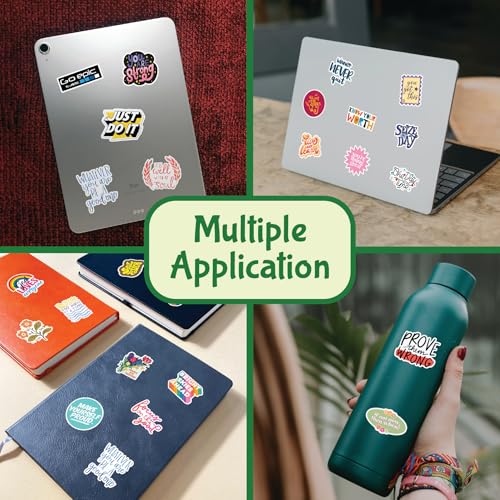 Image of CodersParadise - Pack of 250+ Motivation Inspiration Stickers for Laptop - Waterproof Residue Free Positive Words Motivational Inspirational Quote Sticker