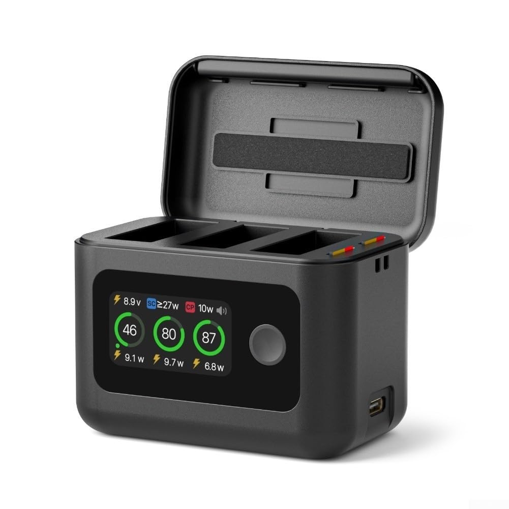 Ładowarka z szybkim ładowaniem 27 W i wyświetlaczem LED do OSMO 360/Action 5 Pro, koncentrator USB-C do 20 W na kanał, kompaktowy z ABS