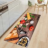 Morbuy Estera de Cocina Felpudos Divertidos, Alfombra de Baño Antideslizante Lavable, Impresión de Condimentos 3D Alfombra de Puerta, Franela Felpudos (Tomate,40x60cm)
