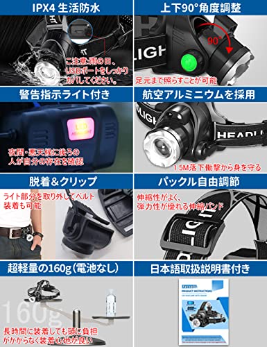 2022 LED 充電式ヘッドライト 防水 明るい 釣り センサー 登