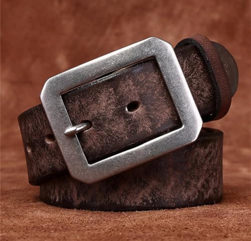 3.8CM Thick Cowhide Real Genuine Leather Belts For Men Strap Stainless Steel Buckle Vintage Jeans Belts2
