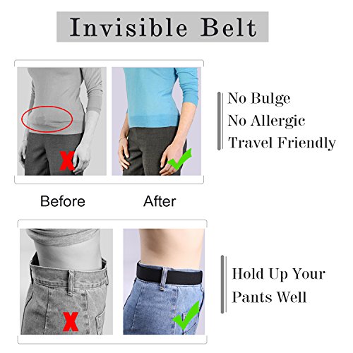 SUOSDEY Women Invisible Belt, Comfortable Adjustable Stretch No Show Belt with Flat Buckle4