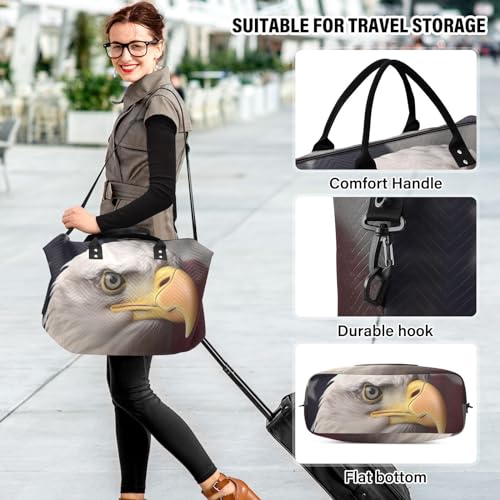 Large Travel Duffel Bag, Bald Animal American Sports Tote Gym Bag, Shoulder Weekender Overnight Bag for Women Men, Carry On Luggage with Toiletry Bag 6