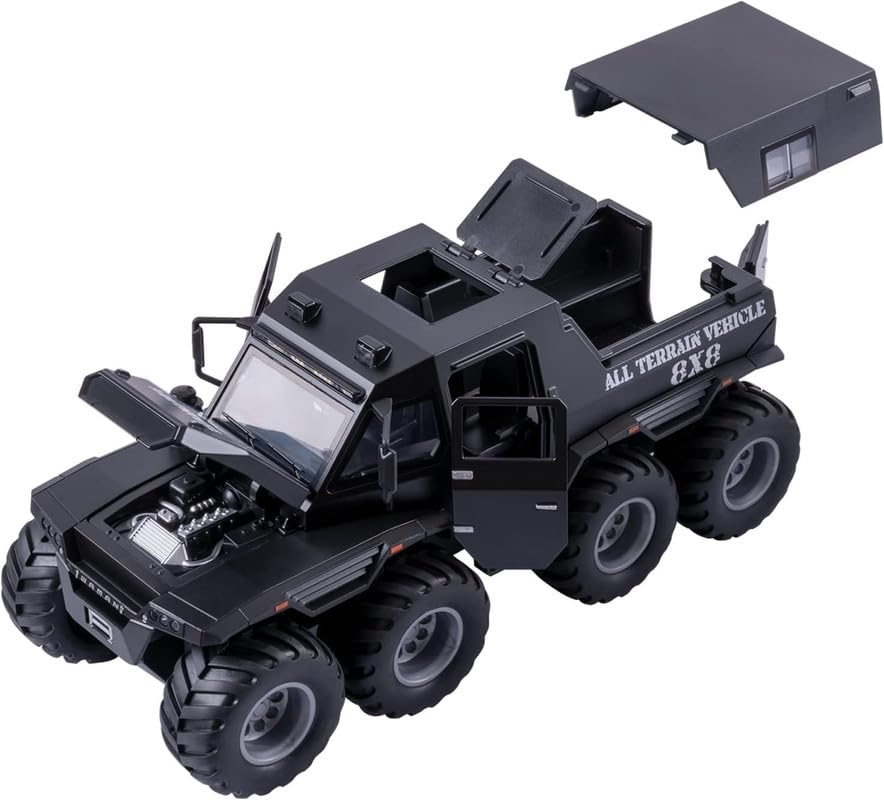 Image of Play Boy 1:32 8x8 SUV Police Pickup Model Diecast Metal Alloy Pullback Toy Vehicle with Openable Doors Light and Music Car for Kids (Multicolor)