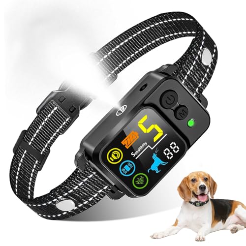 Collier de dressage pour chien en écorce de citronnelle avec 5 sensibilités réglables, bip + vibration + pulvérisation, 5 modes de fonctionnement, arrêt...