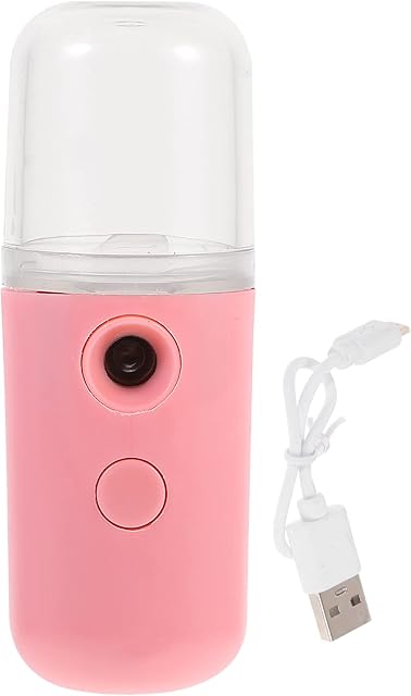 HEALLILY Handheld Facial Steamer Nano Ionic Warm Mist USB Charging Face Sauna Humidifier Makeup Device for Sauna Spa Sinuses Moisturizing Cleansing Pores Pink