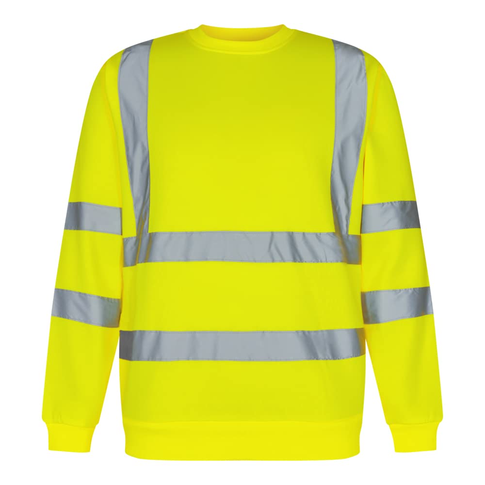 GenericAAIF RETAILS® Mens Sweatshirts Hi Viz High Visibility Long Sleeve Reflective Tape Safety Pullover Hi Vis Security Work Breathable Lightweight Workwear Round Neck T-Shirt Tops Plus Size S-2XL