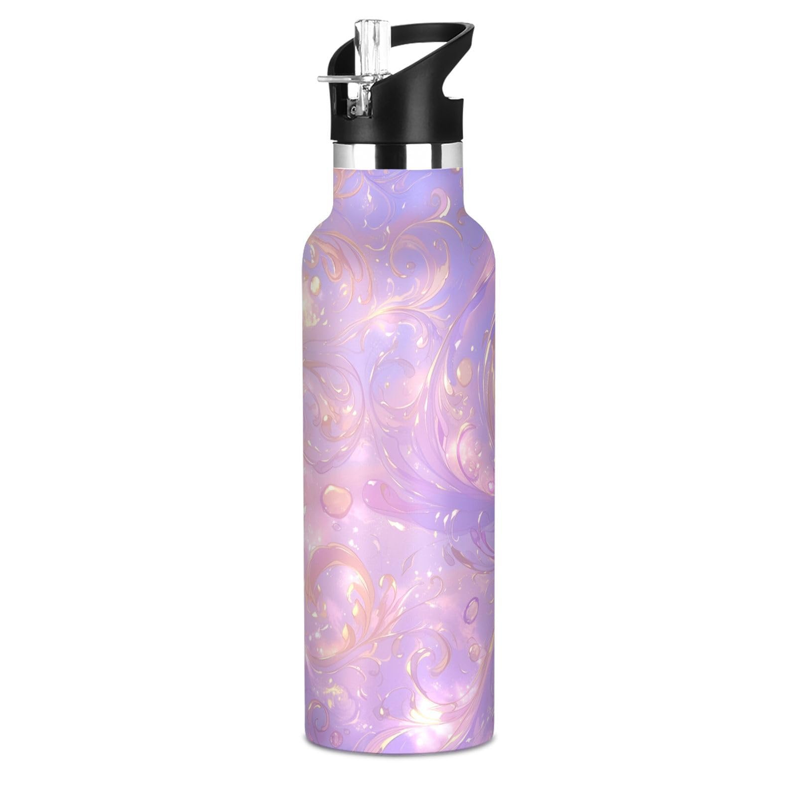 Kaaviyo Boys Pattern Swirling Colors Dreamy Abstract Water Bottle Stainless Steel Jug Insulated Vacuum Cup For Girls(600Ml)
