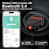 WODHMIEY OBD2 Bluetooth Diagnostic Tool, OBD-II Fault Code Scanner for Car, Engine Error Code Reader, Real-Time Data, iOS & Android Compatible, Auto Diagnostic & Repair Tool with 36,000+ Error Codes - Image 2