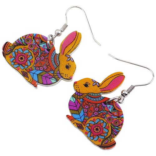 Bonsny Acrylic Drop Dangle Easter Basket Bunny Hare Rabbit Earrings Jewelry For Women Girls Gift Charms #TOP2