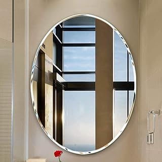 Bathroom mirror Specchio da Bagno Ovale Senza Cornice, Specchio da Toeletta per Camera da Letto, Specchio da Parete Bisellato Argento