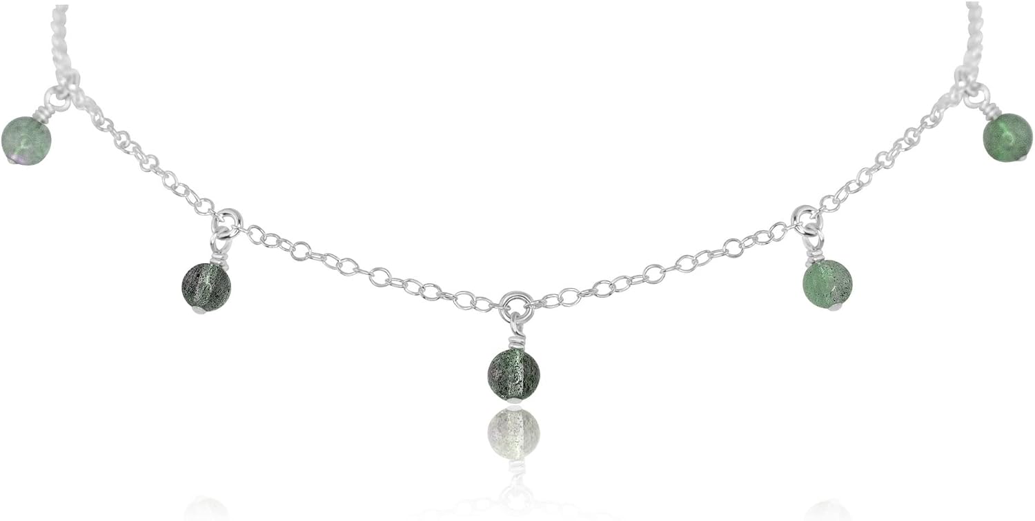 Luna Tide Labradorite Bead Drop Choker in Sterling Silver