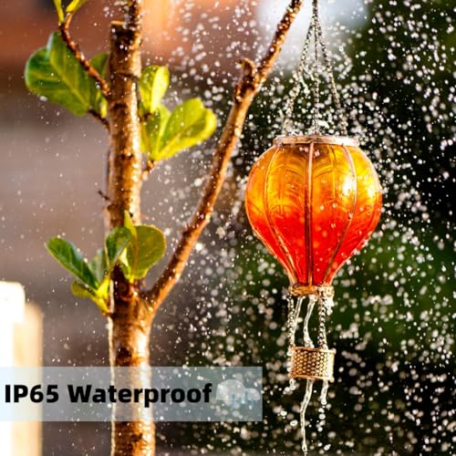 image for XIRUIER Solar Hot Air Balloon Lantern: Orange Flickering Flame, Waterp
