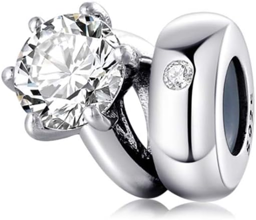 Spacer Charm Rubber Stopper Spacers Bead 925 Sterling Silver Clip Charms fit Charm Bracelets (Shining Ring Spacer Charm)