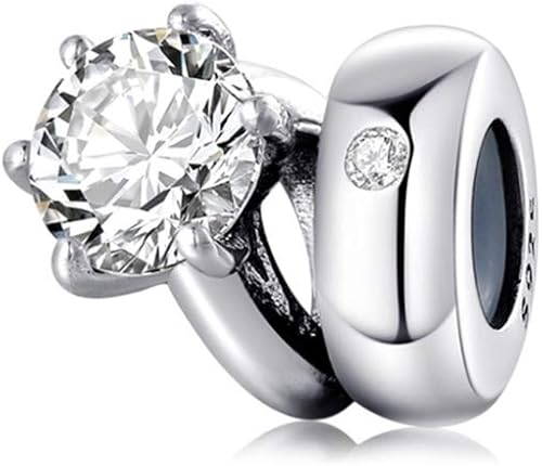 Abalorio espaciador de goma con cuentas espaciadoras de plata de ley 925 para pulseras estilo Pandora